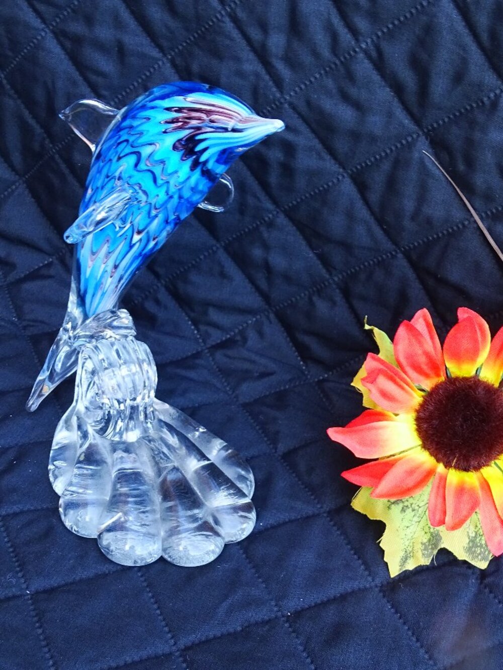 Dynasty Gallery blue glass dolphin